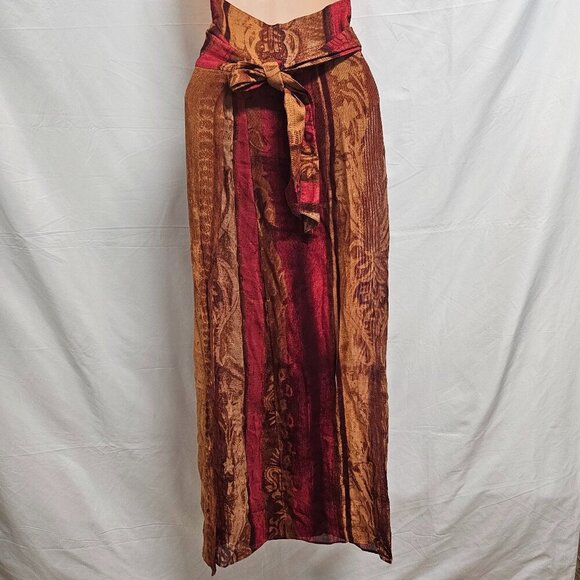 Max Mara Burnout Wrap Midi Skirt Women Size 12 Viscose/Linen - Picture 10 of 13